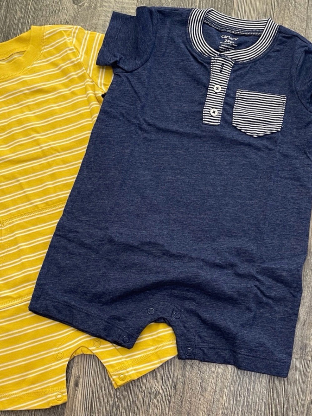 NWT Toddler Boys Romper Lot 24M Carter’s & Yellow Striped Short Sleeve One-Piece